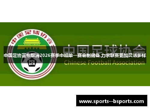 中国足协宣布取消2026赛季中超单一赛会制储备 力求联赛更加灵活多样